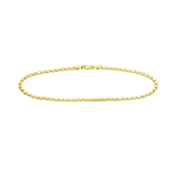14K Yellow Gold Mirror Heart Anklet JMR Jewelers Cooper City, FL