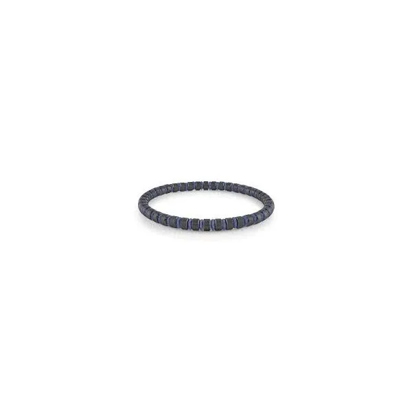 Stainless Steel Blue-IP Black Matte Hematite Bead Bracelet similar item image