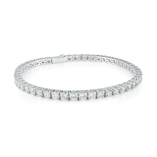 Stainless Steel 3mm White-CZ Side Clasp Tennis Bracelet JMR Jewelers Cooper City, FL