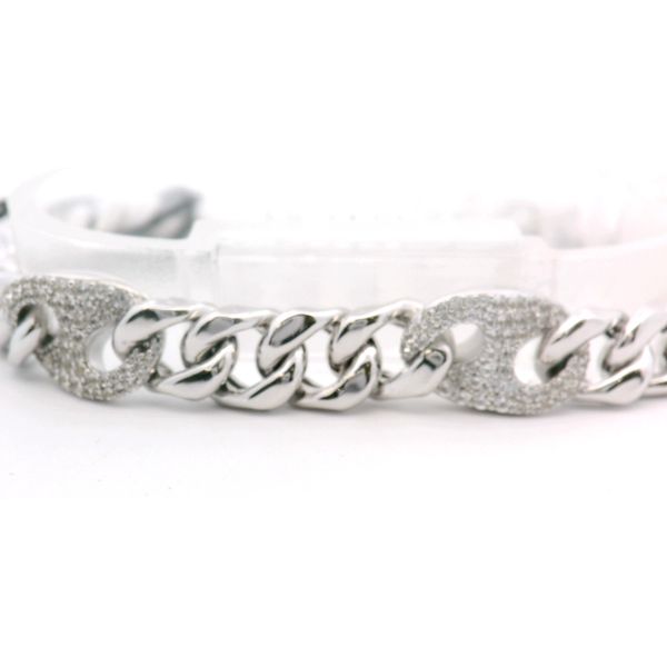 Stainless Steel White Sapphire Bracelet Image 2 JMR Jewelers Cooper City, FL