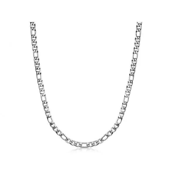Stainless Steel Grooved-Link Figaro Necklace JMR Jewelers Cooper City, FL