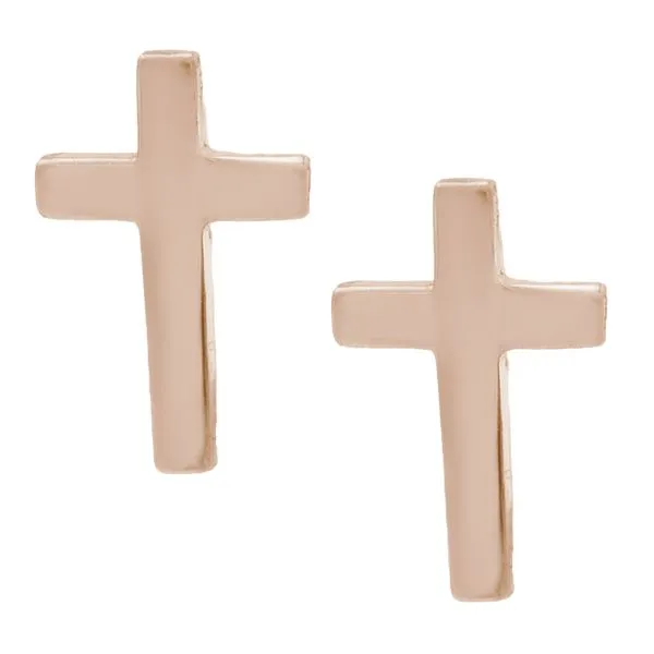 14Kt Rose Gold Children's Cross Stud Earrings JMR Jewelers Cooper City, FL