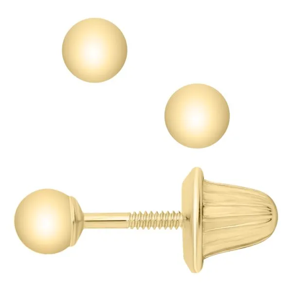 14Kt Yellow Gold Childrens Ball Stud Earrings