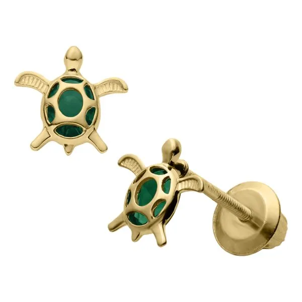 14 Karat Yellow Gold Childrens Turtle Stud Earrings Image 2 JMR Jewelers Cooper City, FL