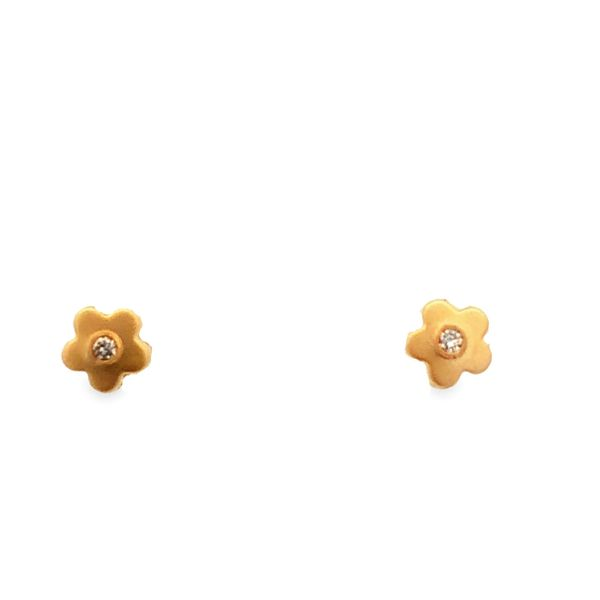 14Kt Yellow Flower Stud Earrings JMR Jewelers Cooper City, FL