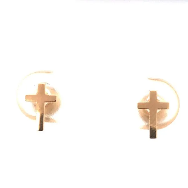 14K Yellow Gold Cross Earrings