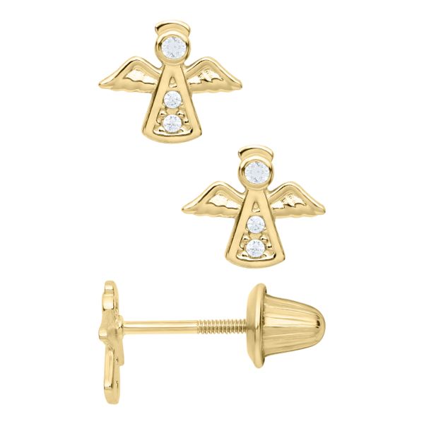 14Kt Yellow Childrens Angel Stud Earrings JMR Jewelers Cooper City, FL