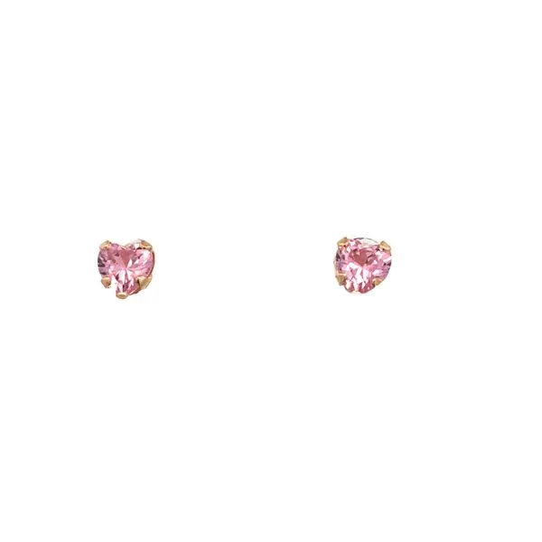 14Kt Yellow Pink CZ Heart Stud Earrings JMR Jewelers Cooper City, FL