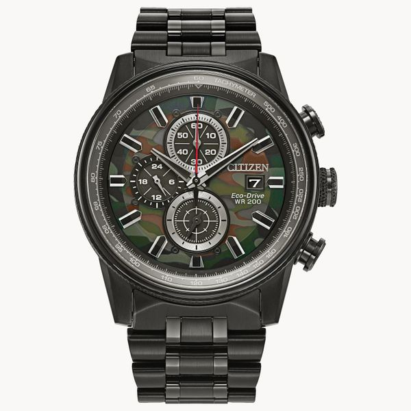 Men's Eco WR200 Stainless Steel Black Band Green Face Watch JMR Jewelers Cooper City, FL