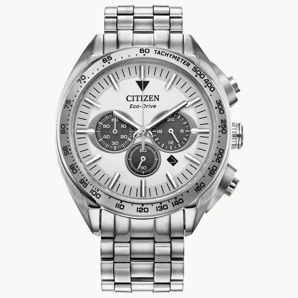 Men's Eco WR100 Stainless Steel Bracelet with White Face Watch JMR Jewelers Cooper City, FL