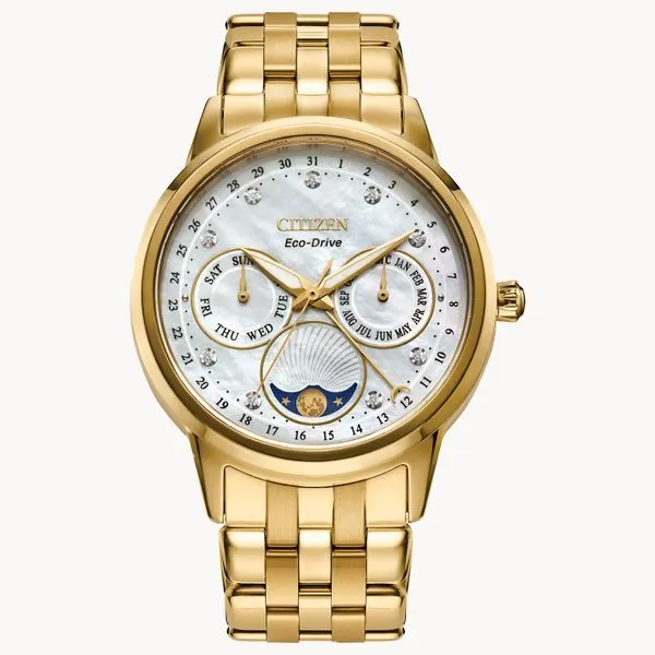 Ladies Eco WR50 Stainless Steel Gold Tone Bracelet with White Face Watch JMR Jewelers Cooper City, FL