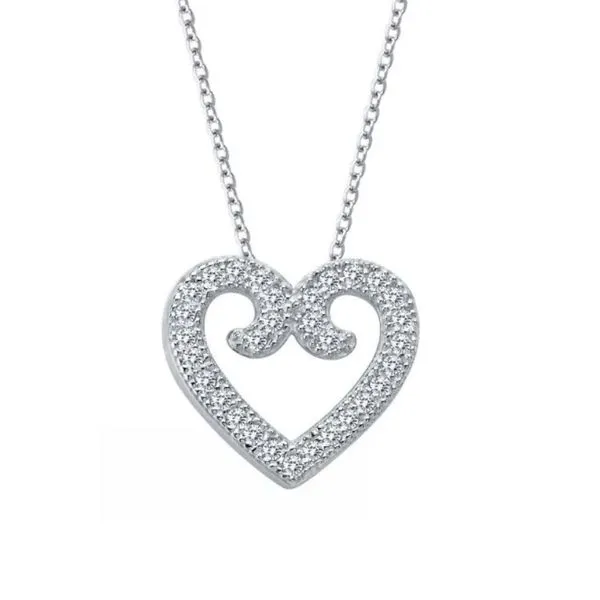 Lafonn Sterling Silver Swirl Heart Necklace 001 600 00129 JMR