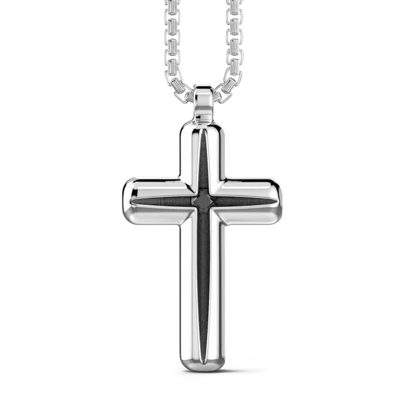 Silver Necklace with Cross Pendant JMR Jewelers Cooper City, FL