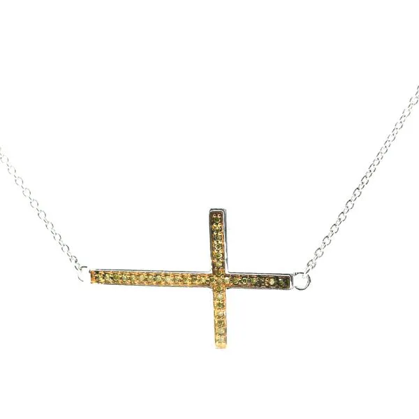 Sterling Silver Sideways Cross Necklace