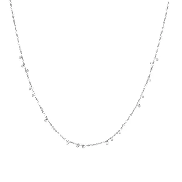 Platinum Silver Mini Disc Drop Stacking Necklace