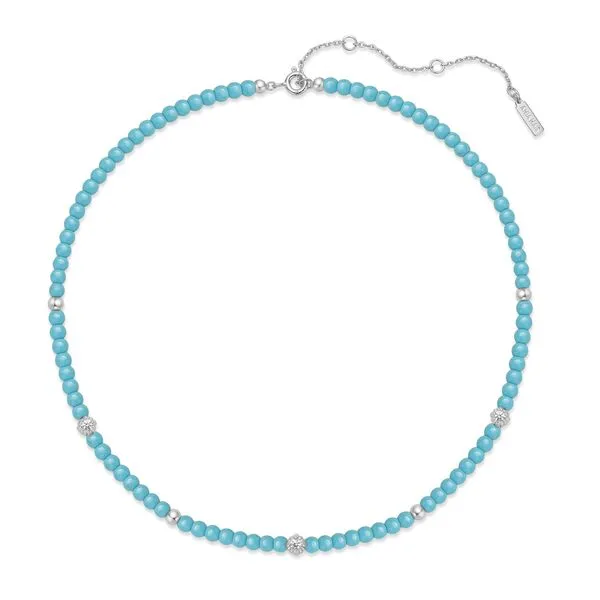Platinum Silver Lab Created Turquoise Necklace