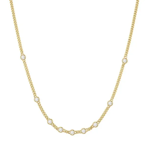 Silver Gold Multi Station Round Stone Chain Necklace
