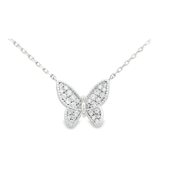 Silver Butterfly Pave Necklace JMR Jewelers Cooper City, FL