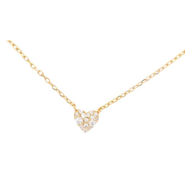 Gold Plated Pave Heart Necklace JMR Jewelers Cooper City, FL