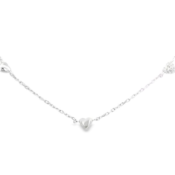 Silver Pave Heart Station Necklace JMR Jewelers Cooper City, FL