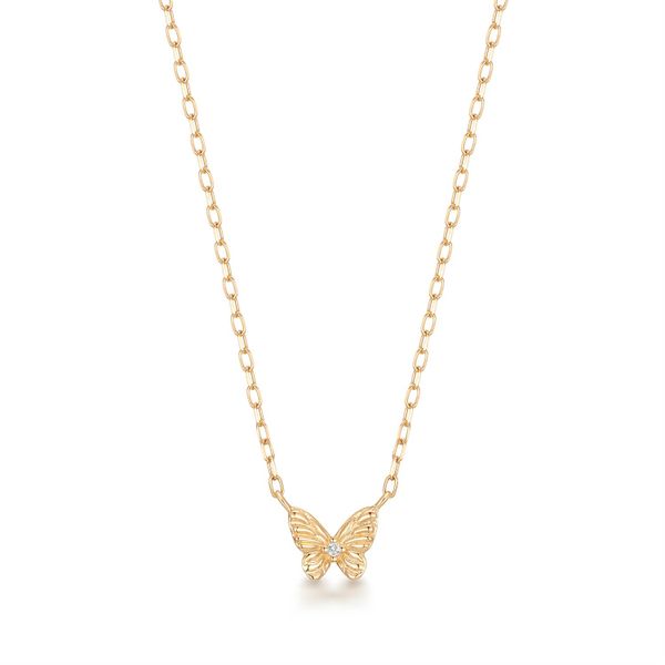 14K Yellow Gold Lab Grown Diamond Butterfly Necklace JMR Jewelers Cooper City, FL