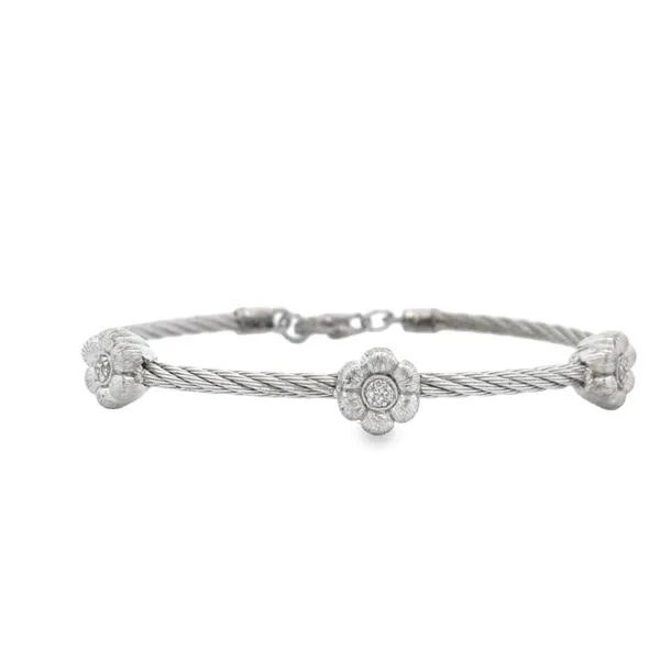 Sterling Silver Flower Bangle Bracelet JMR Jewelers Cooper City, FL