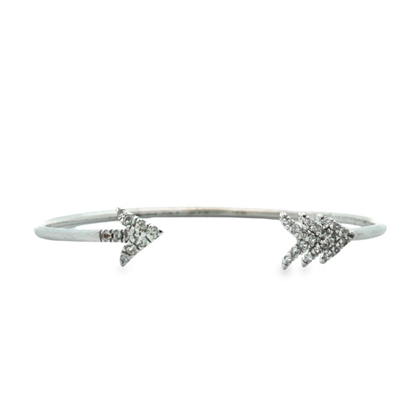 Sterling Silver White Sapphire Arrow Bangle Bracelet JMR Jewelers Cooper City, FL