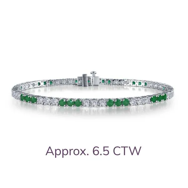 Sterling Silver 6.27 CTTW Emerald/CZ Alternating Tennis Bracelet similar item image