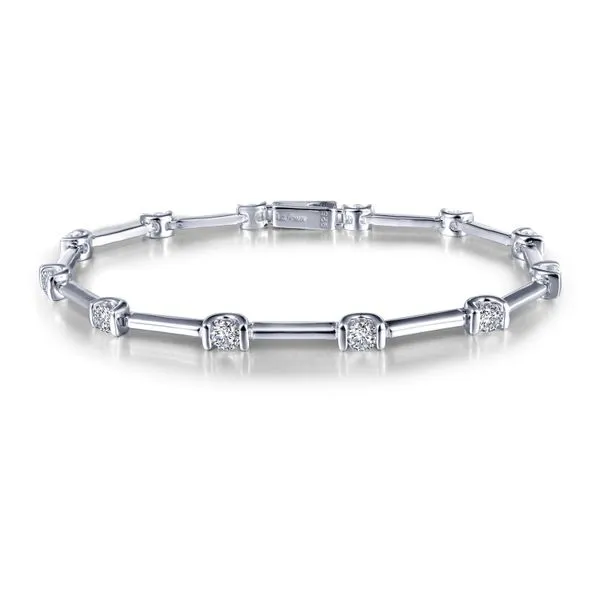 Sterling Silver 2.04 CTTW Semi-Bezel Link Bracelet JMR Jewelers Cooper City, FL