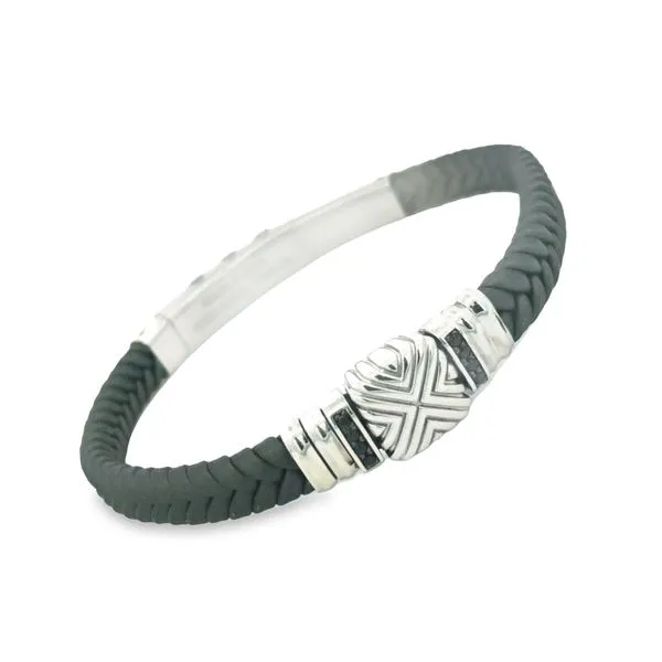Silver & Leather Bracelet JMR Jewelers Cooper City, FL