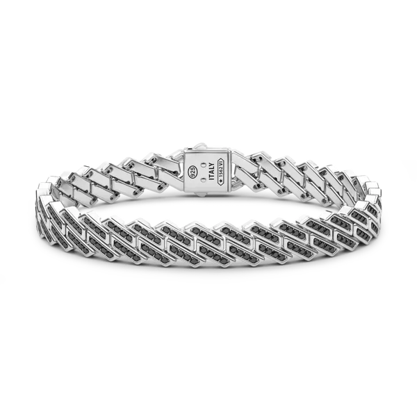 Silver Bracelet with Black Spinels
