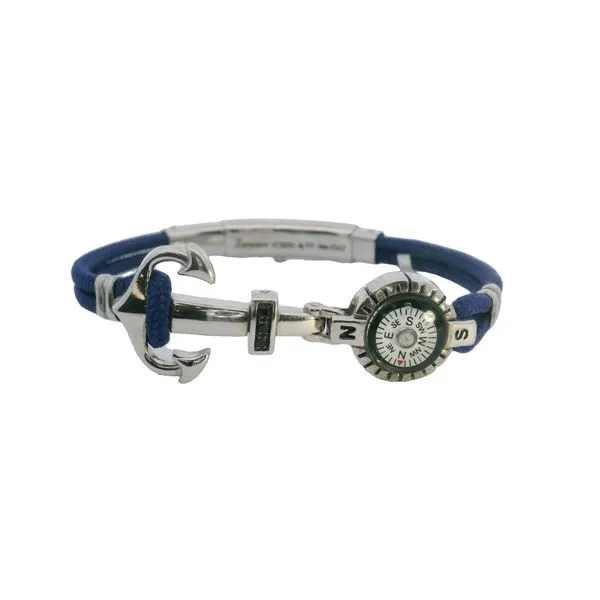 Sterling Silver Ship Cable Bracelet with Anchor and Compass