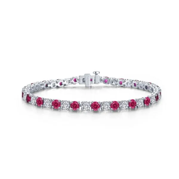 Silver Lab-Grown Ruby Sapphire and Simulated Diamond Bracelet JMR Jewelers Cooper City, FL