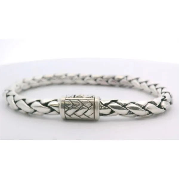 Silver Braided Bali Mens Bracelet