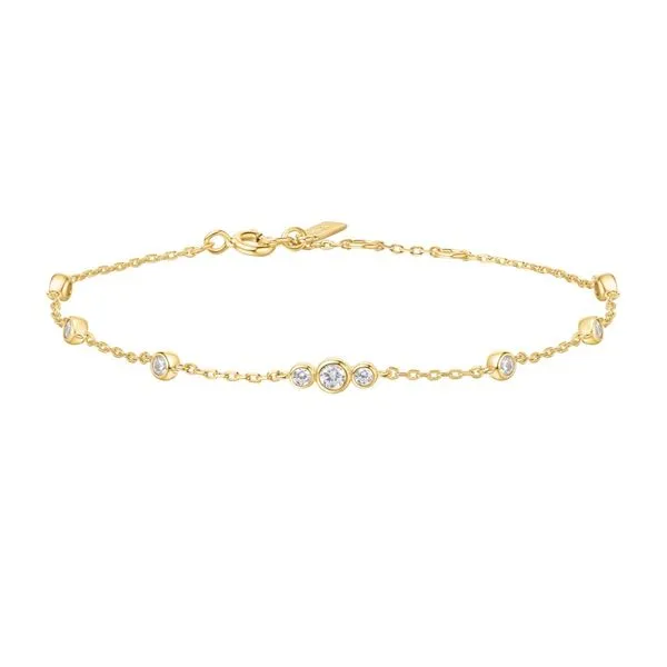Silver plated in Gold Sparkling Bezel Cubic Zirconia Stat...