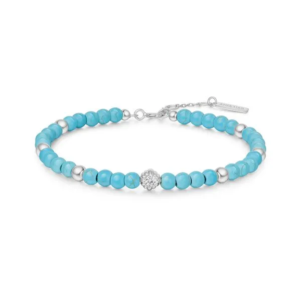 Silver plated with Rhodium Lab Created Turquoise Bracelet