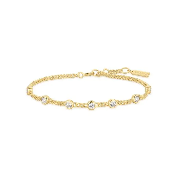 Silver plated in Gold Multi Station Round Stone Chain Bra...