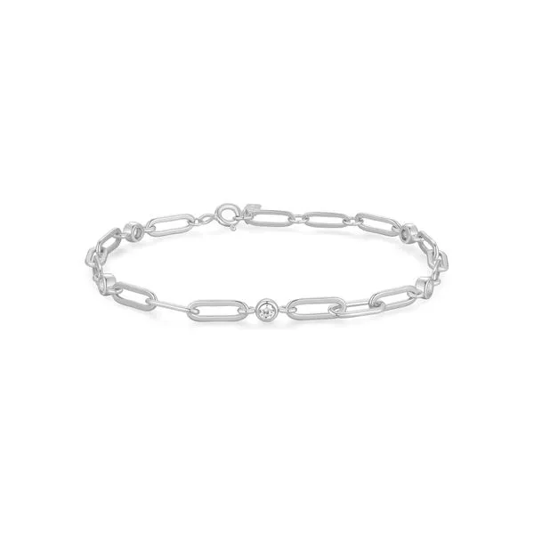 Silver plated with Rhodium Bezel Station Paper Clip Chain...