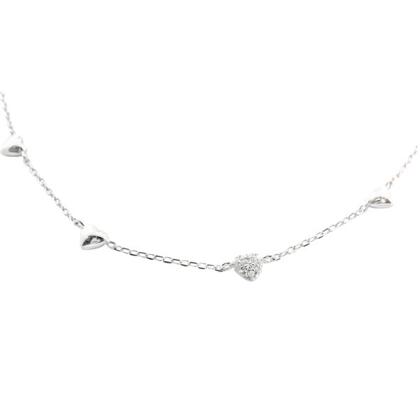 Silver Pave Puffed Heart Station Bracelet JMR Jewelers Cooper City, FL