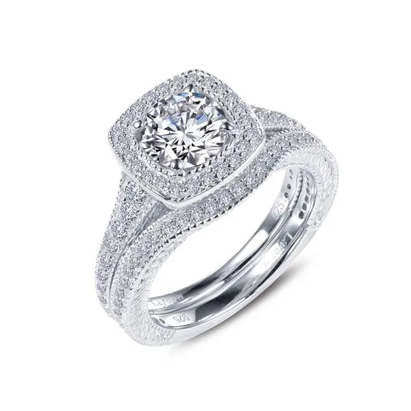 Sterling Silver Cushion-Cut Halo Wedding Set Ring