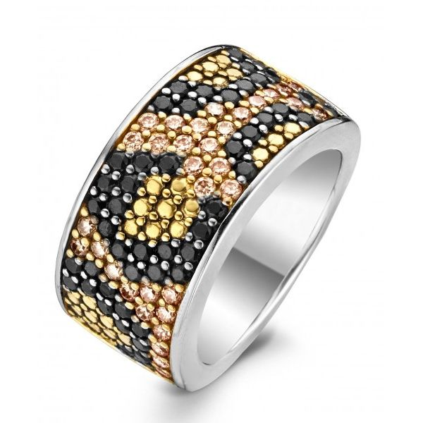 Sterling Silver Yellow and Black CZ Ring JMR Jewelers Cooper City, FL