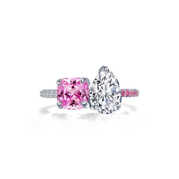 Sterling Silver Pink Sapphire Toi Et Moi Ring