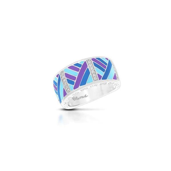 Laguna Blue Purple Enamel White CZ Ring JMR Jewelers Cooper City, FL