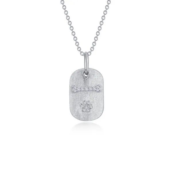 Dog Bone on Paw Print Charm Necklace JMR Jewelers Cooper City, FL