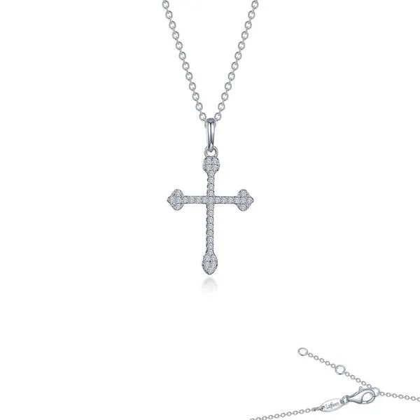 SS .38ctw Syriac Pave Cross Necklace 20