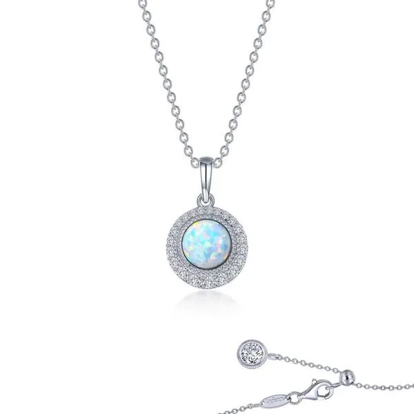 SS .26ctw Opal Milgrain Tapper Halo Pendant 20