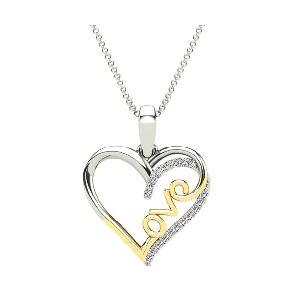 Silver Diamond Heart Love Pendant JMR Jewelers Cooper City, FL