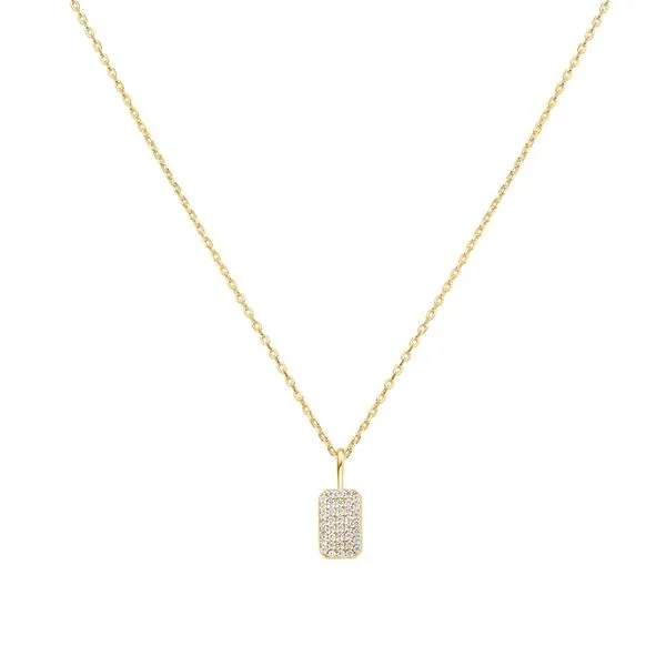 Silver plated in gold Pave Pendant Necklace
