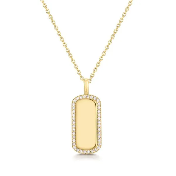Sterling Silver plated in Gold Sparkling Tag Necklace