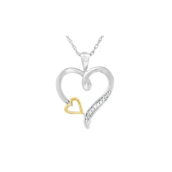 Silver with 10KY Diamond Heart Love Pendant JMR Jewelers Cooper City, FL